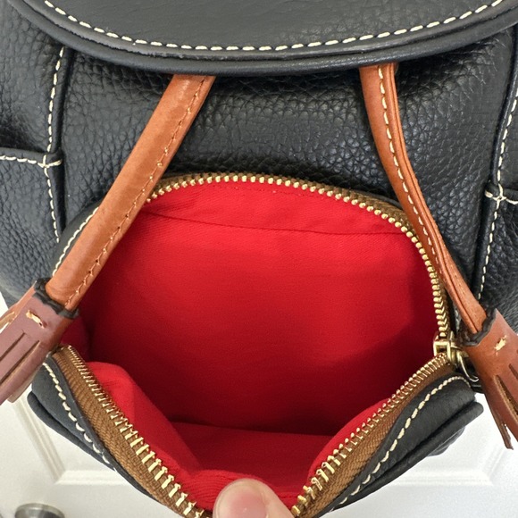 Dooney & Bourke Black/Brown/Red Pebble Grain Medium Murphy Backpack NWOT(W/ Bag) main image 4